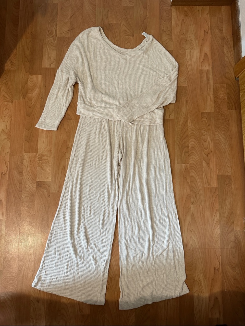 Women’s Wide-Leg Knit three- Piece in Light Cream